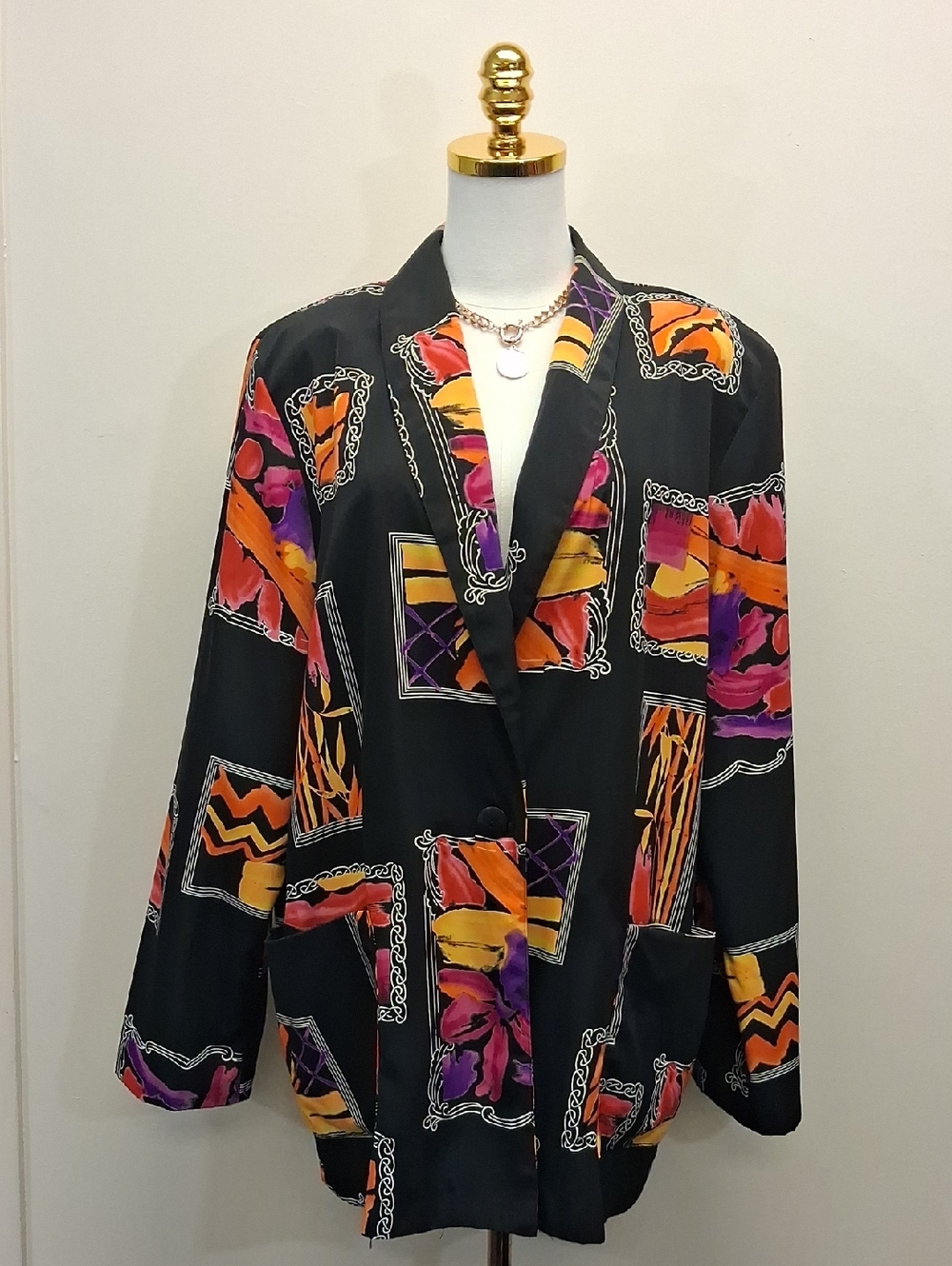 Brownstone Studio NY Black Blazer Orange & Purple Abstract Panels Size XL